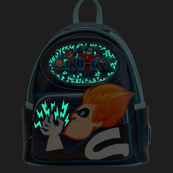 NWT - Loungefly PIXAR The Incredibles Syndrome Glow Mini Backpack main image 2
